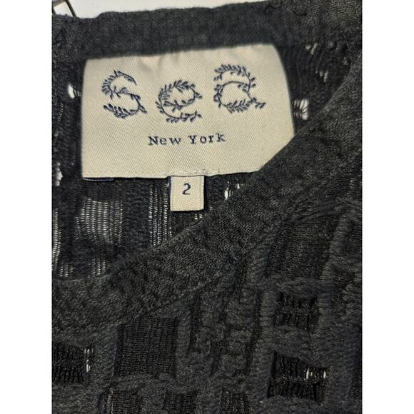 SEA New York Black Lace Shirt 1/2 Zip Breathable Mesh Size 2 Black EUC - Picture 6 of 11